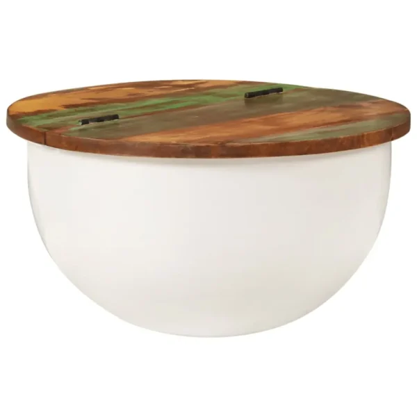 vidaXL Coffee Table White Solid reclaimed wood, powder-coated steel Medium - Image 10