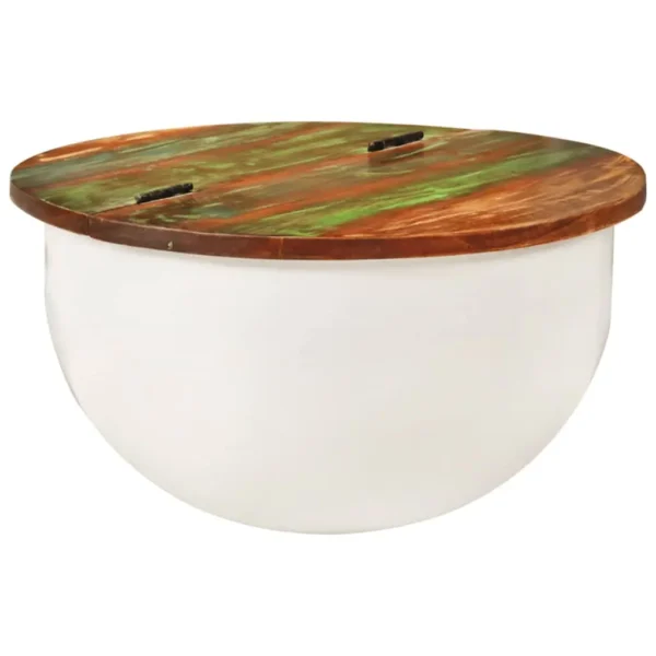 vidaXL Coffee Table White Solid reclaimed wood, powder-coated steel Medium - Image 11