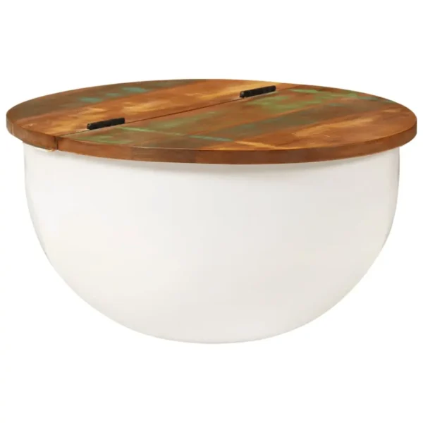 vidaXL Coffee Table White Solid reclaimed wood, powder-coated steel Medium - Image 12