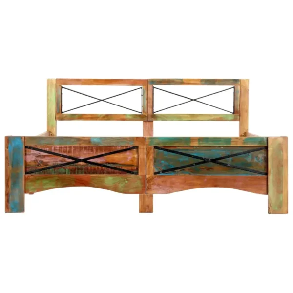 Bed Frame Multicolor Solid reclaimed wood 55.1x78.7 in - Image 3