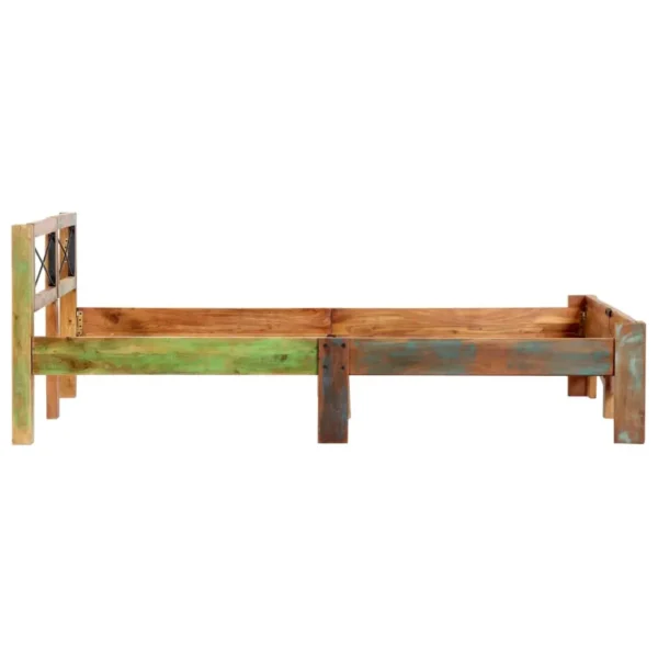 Bed Frame Multicolor Solid reclaimed wood 55.1x78.7 in - Image 5
