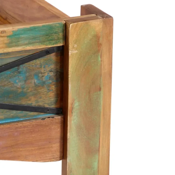 Bed Frame Multicolor Solid reclaimed wood 55.1x78.7 in - Image 6
