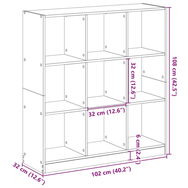vidaXL Bookcase Old wood Engineered wood Compact Bookcase Rectangular - Image 9