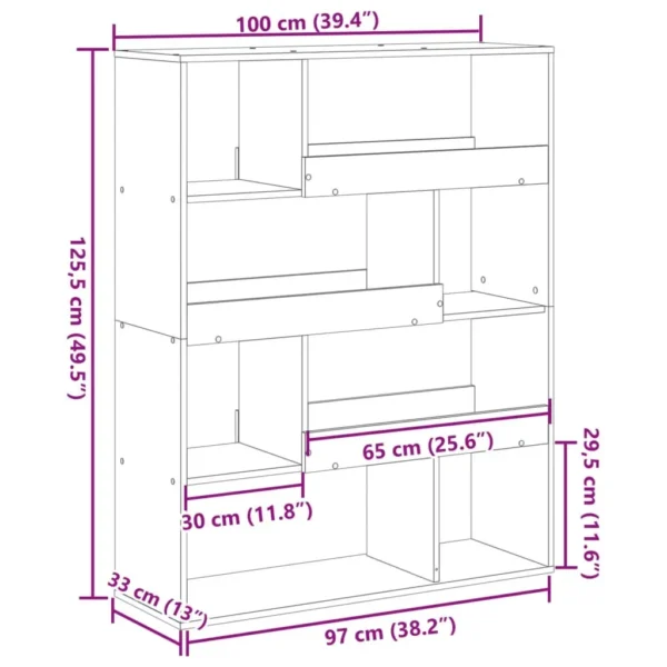 vidaXL Bookcase Old wood Engineered wood Medium Bookcase Rectangular - Image 9