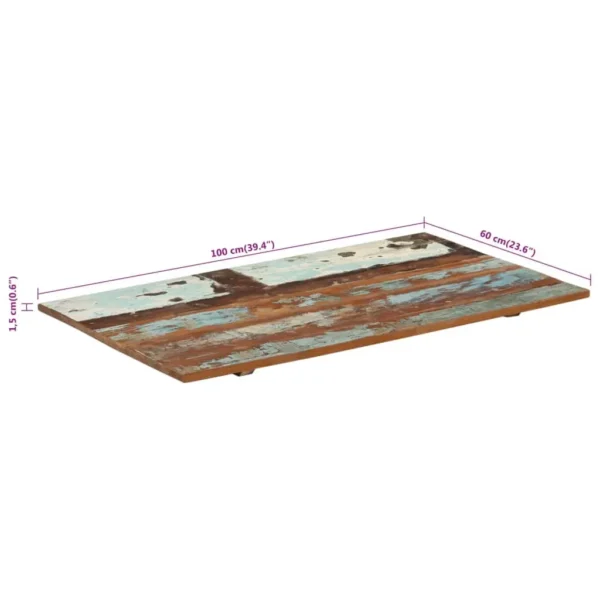 vidaXL Table Top Multicolor Solid reclaimed wood 23.6 x 39.4 in Durable - Image 7