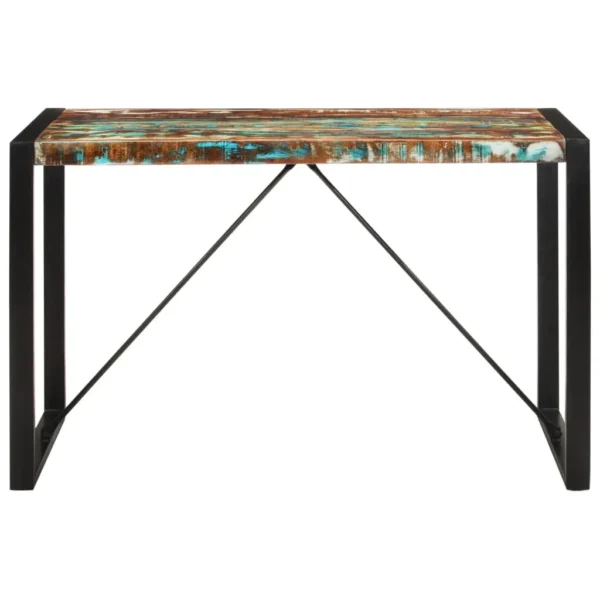 vidaXL Dining Table Multicolour Solid reclaimed wood, powder-coated steel - Image 2