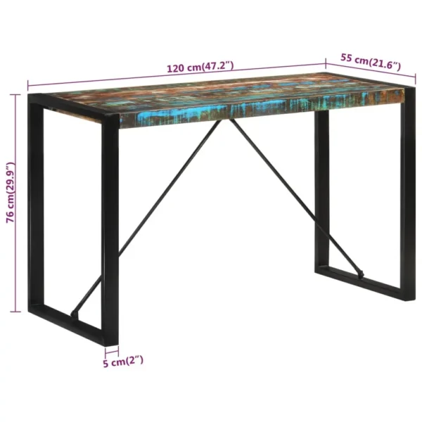 vidaXL Dining Table Multicolour Solid reclaimed wood, powder-coated steel - Image 6