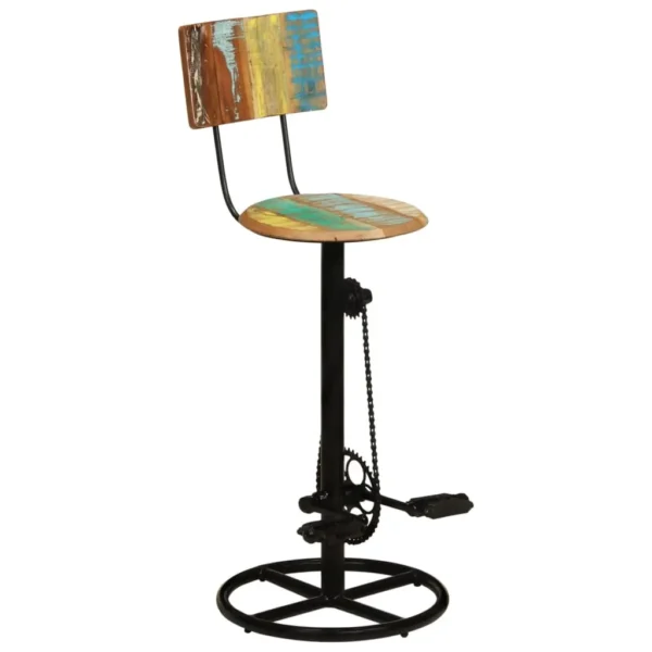 vidaXL Bar Stool Set of 2 Multicolor Solid reclaimed wood, iron Standard - Image 2