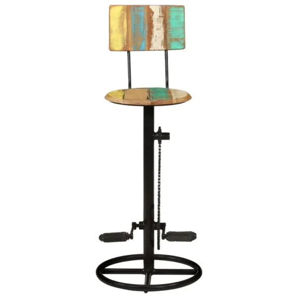 vidaXL Bar Stool Set of 2 Multicolor Solid reclaimed wood, iron Standard - Image 3
