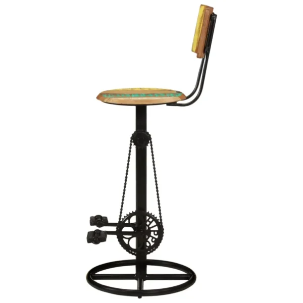 vidaXL Bar Stool Set of 2 Multicolor Solid reclaimed wood, iron Standard - Image 4