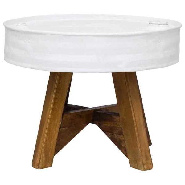 vidaXL Coffee Table White and brown Steel and solid reclaimed wood - Image 2