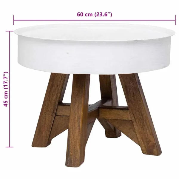 vidaXL Coffee Table White and brown Steel and solid reclaimed wood - Image 6