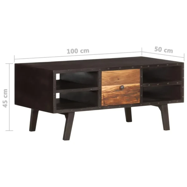  Coffee Table Black and brown Solid reclaimed wood, MDF - Image 6