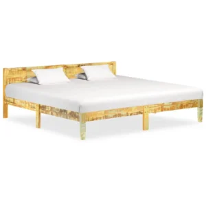Bed Frame Reclaimed Wood Color Solid reclaimed wood, steel Double
