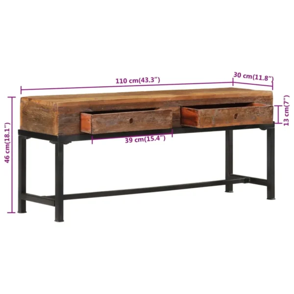 TV Cabinet Brown Solid reclaimed wood and iron TV Cabinet - Image 9