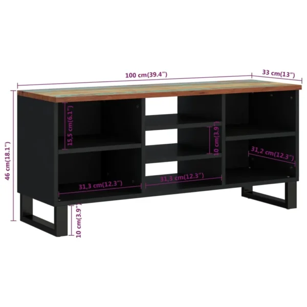  TV Cabinet Mixed Color Solid reclaimed wood, engineered wood, iron - Image 8