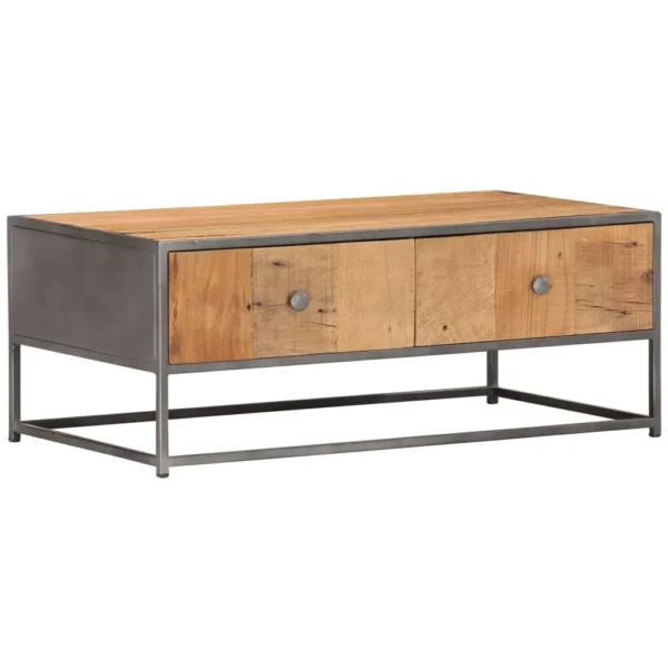 vidaXL Coffee Table Brown Solid reclaimed wood, Powder-coated steel - Image 11