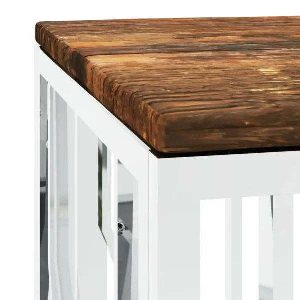 vidaXL Coffee Table Silver, Multicolor Stainless steel, Solid reclaimed wood - Image 5