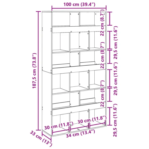 vidaXL Room Divider Old Wood 39.4x13.0x73.8" Engineered Wood - Image 8