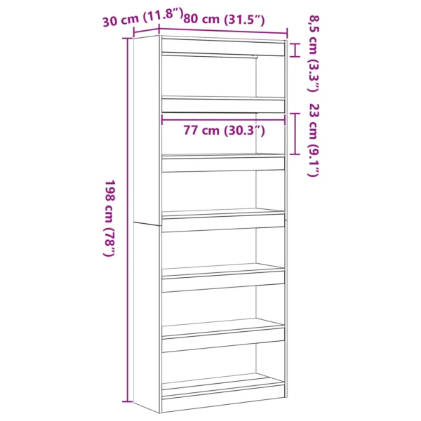Book Cabinet/Room Divider Reclaimed Wood 31.5x11.8x78 in - Image 9