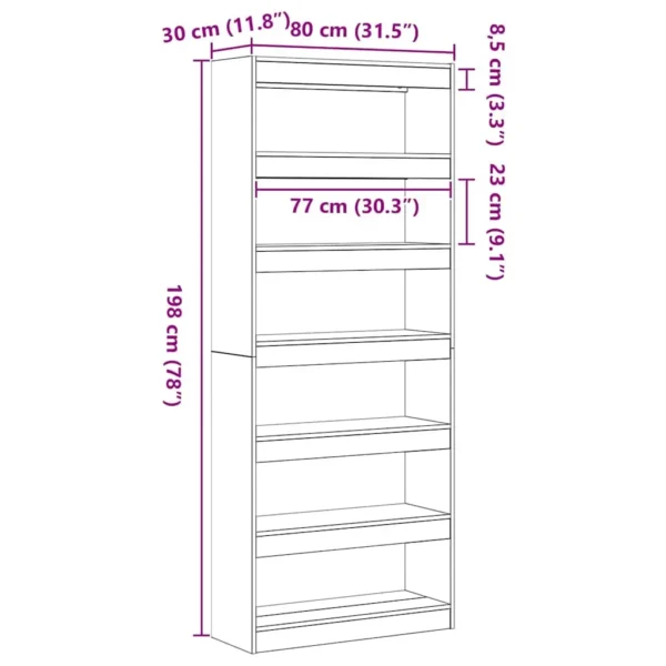 Book Cabinet/Room Divider Reclaimed Wood 31.5x11.8x78 in - Image 18