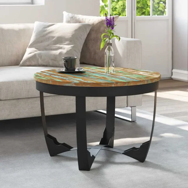 Coffee Table Multicolor Solid reclaimed wood Low Industrial - Image 12